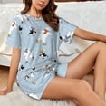 thumbnail image 4 of Daiia Skiing penguin Bear Pattern Womens Pajama Sets Short Sleeve Pajamas for Women Sets Soft Lounge Sets Casual Round Neck Sleepwear PJS-4X-Large, 4 of 7