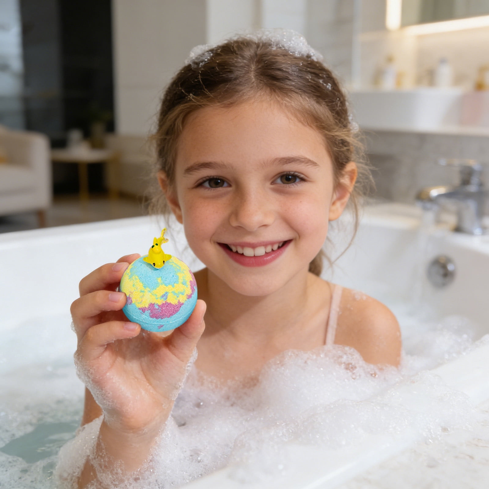 Bath Bombs for Kids with Surprise Fishing Games Inside, 12 Pcs Easter Bath Bombs, Easter Basket Stuffers for Kids Ages 4-8, Bath Toy Set