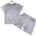 thumbnail image 1 of Tshirt, 2Pcs/Set Baby Tshirt Kit Round Neck Sweat Absorption Skin Friendly Kids Unisex Tops Pants Suit for Summer, 1 of 2