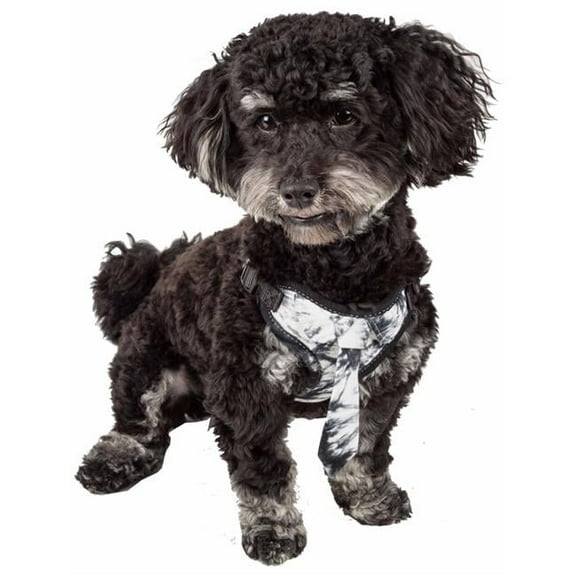 Bonatied Mesh Reversible & Breathable Adjustable Dog Harness with Designer Neck Tie, Black & White - Small