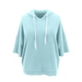 thumbnail image 4 of Bigetiay Hoodie Women Relaxed Fit Short Sleeve Hooded Sweatshirt for Summer V Neck Pullover Top Women Sweatshirt Sky Blue Hoodie Women, Size XL, 4 of 5