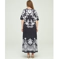 thumbnail image 2 of Plus Size Women's Elegant Floral V Neck Short Sleeve Maxi Dress - Soft, Comfortable, Flowy Design - Perfect for Summer, Beach and Outdoor Occasions, 2 of 5