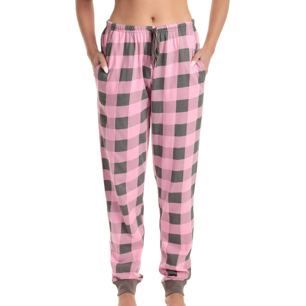 Just Love Women Pajama Pants Sleepwear (Pink Buffalo Plaid Jogger