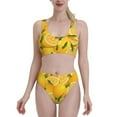 thumbnail image 2 of Picia Yellow Limes Women's High Waisted Bikini Scoop Neck Swimsuit Two Pieces Bathing Suit-Large, 2 of 8