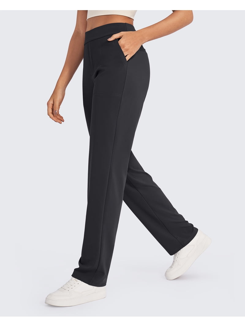 G4free Bizcasual Yoga Pants Women High Waist Dress Work Pants with Pockets Wide Leg Business Casual Trousers, Women's, Size: Medium, Black