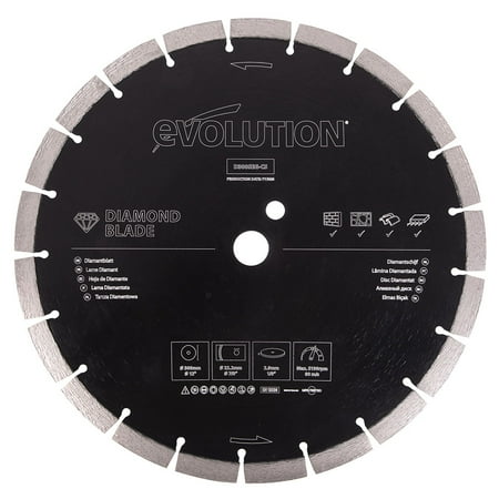 UPC: 0849713091468 | Evolution D300SEG-CS2 | 12 In. | Segmented Edge | 1 In. Arbor | Concrete  Stone  Brick Cutting Diamond Blade