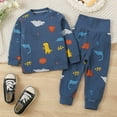 thumbnail image 2 of XAOFW Boys Outfits Thermal Underwear High Waist Warm Base Layer Kids Winter Cartoon Printing Long Sleeve O-Neck Breathable Comfortable Daily Lounging Clothing Sets, 2 of 3