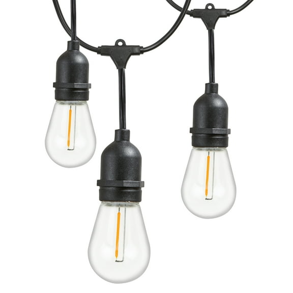 48-ft String Lights w/(16) Plastic LED Filament Bulbs Included