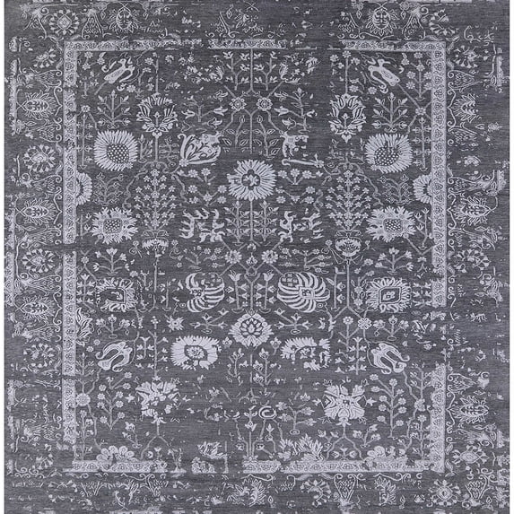 Ahgly Company Machine Washable Indoor Square Industrial Modern Dark Goldray Area Rugs, 3' Square