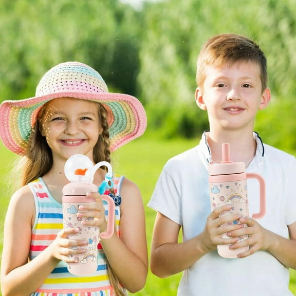 Sutowe Stainless Steel Whale Fountain Tumbler Leakproof Drinking Cup Cute Insulated Whale Fountain Cup for Child Drinking