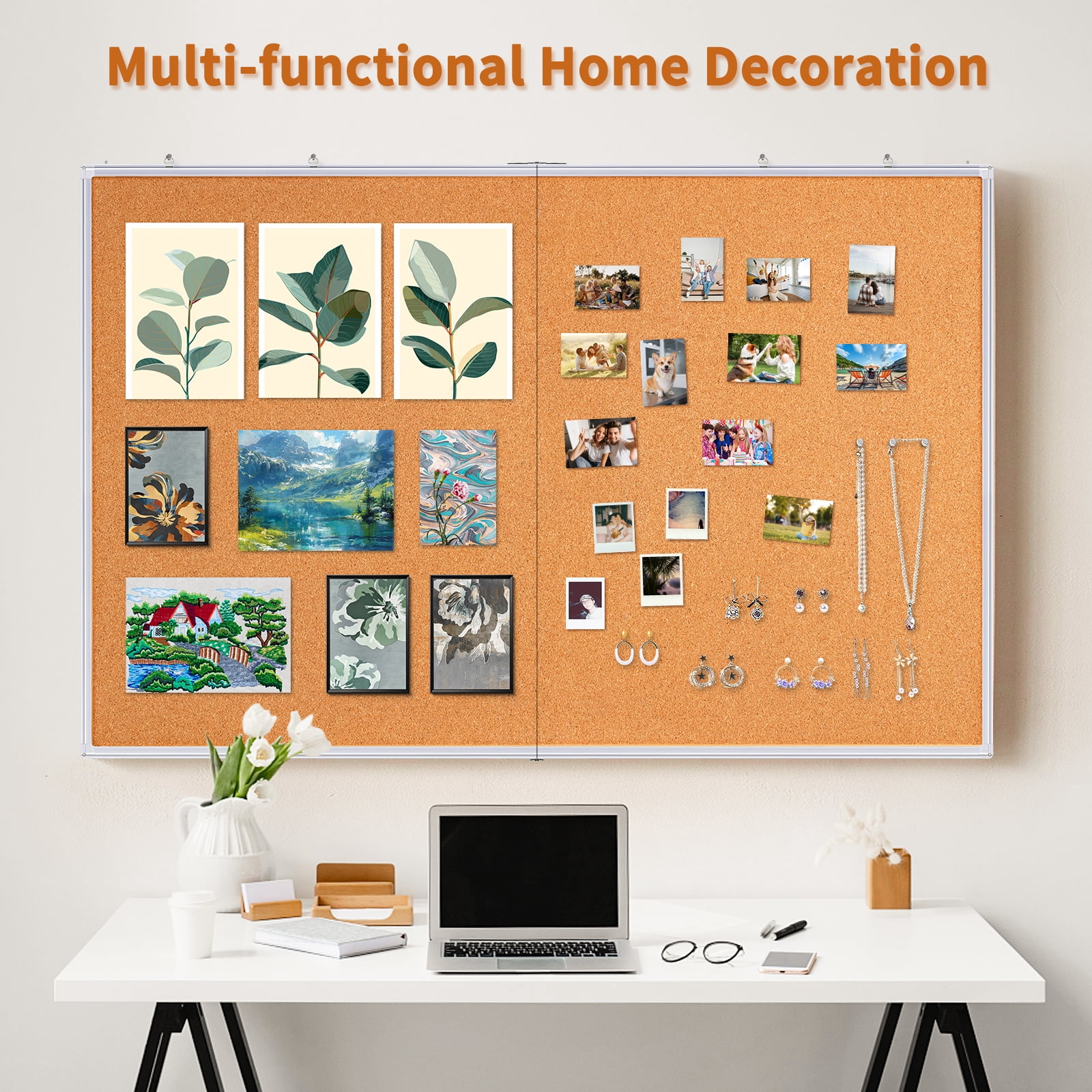 maxtek Large Cork Board 48 x 36 in, Bulletin Board for Walls, 4'x 3' Extra Aluminum Framed Corkboard, Foldable Wall Mounted Pin Memo Notice Cork Board for Office, Home Wall Display