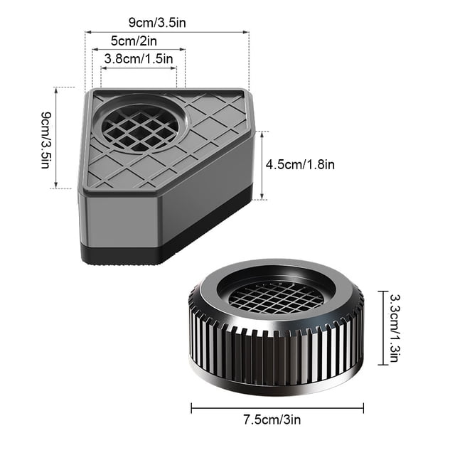 Langgg 4pieces Résistant à l'Humidité Machine à Laver Tapis Durable pour la Protection du Sol Absorption des Chocs Antidérapant quadrate