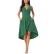 thumbnail image 2 of Vestidos de verano sin mangas para mujer INSPIRE CHIC, vestido midi con escote en V, plisado, dobladillo alto-bajo y bolsillos, color verde, talla M, 2 of 6