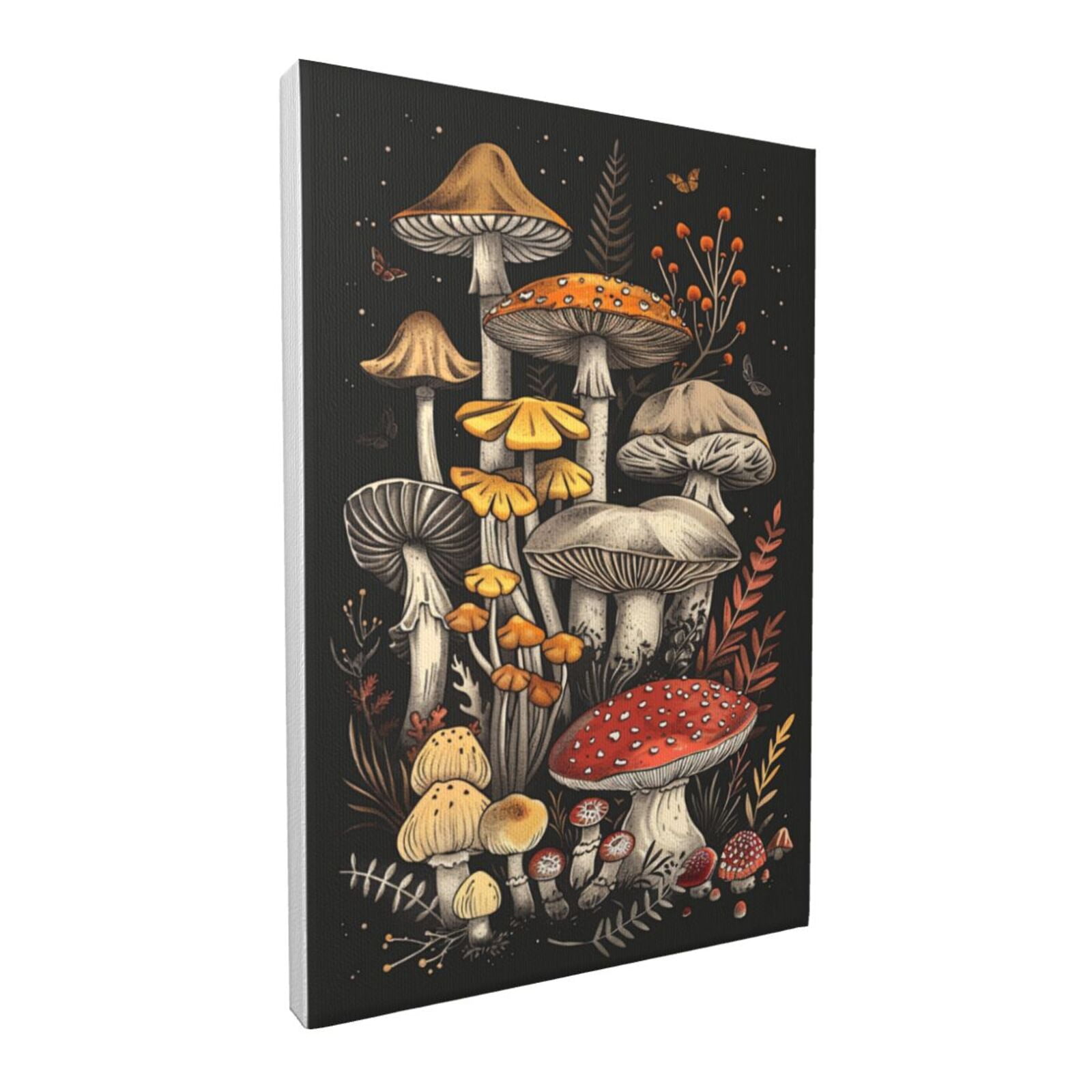 12x18 inch Canvas Frameless Painting Mushroom World Yard Decor,Rustic Yard Garden Wall Art Decor Poster Canvas,Gifts For Mushroom Enthusiast,Modern Style Mushroom Decorative Paintings Prints