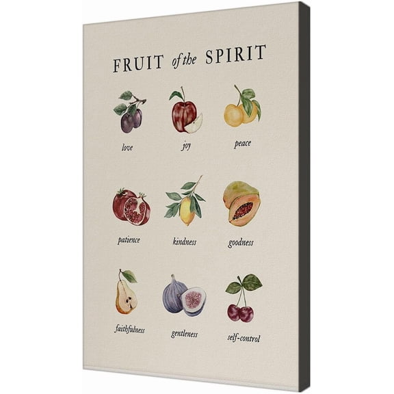 AVOI Vintage Christian Wall Art-Scripture Fruit of the Spirit Posters For Church Kitchen Decor Gift-Christ Bible Verse Art Canvas Prints Picture For Bedroom Room Decor Unframe: 12x18in