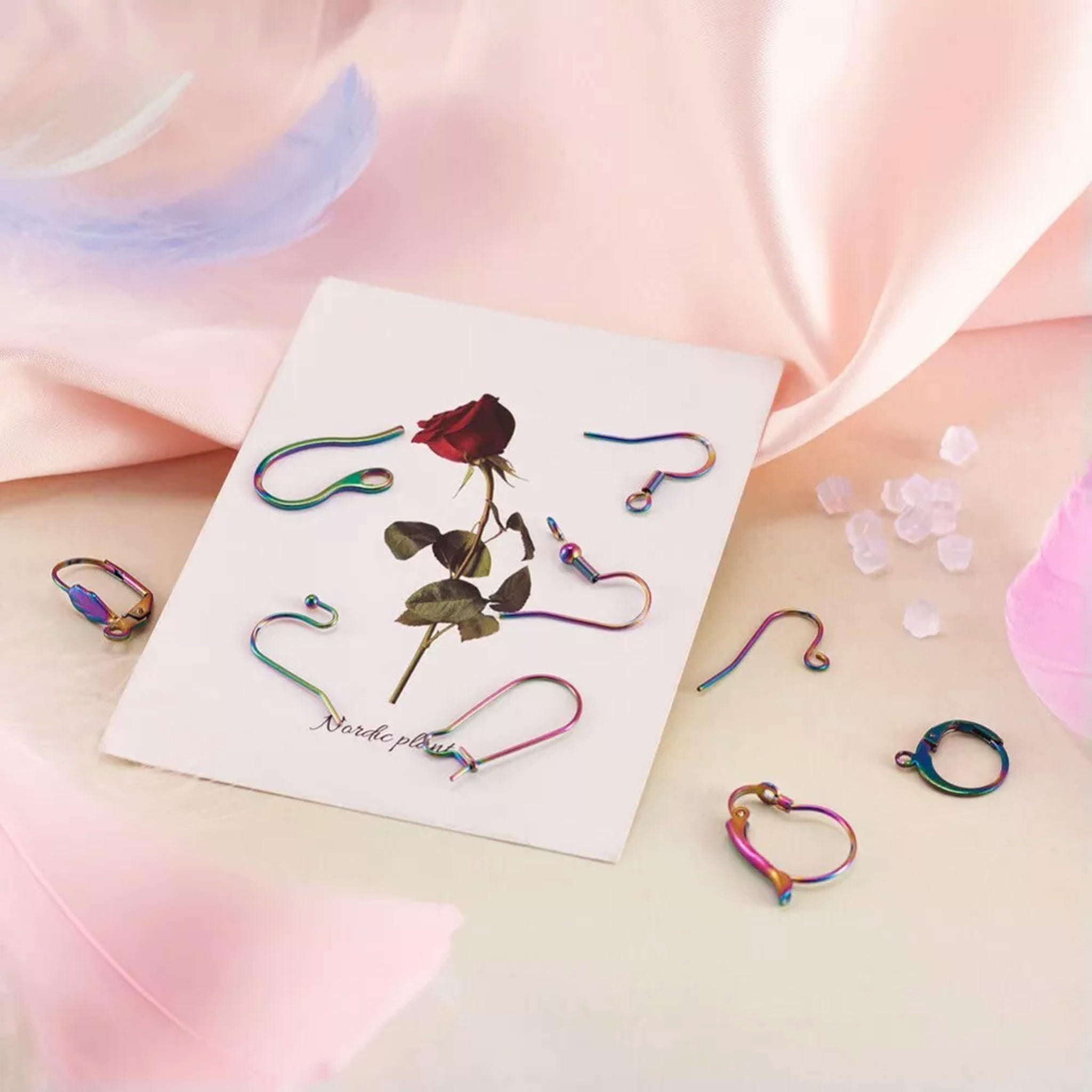 U8MO 1 Box Rainbow Color Leverback Earring Hoop Earring Hooks DIY Jewelry Making Kits