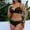Black, variant on Women's Solid Color Backless Strap Bikini Swimsuit with Removable Padded Bras Nylon Spandex High Cut Retro Bathing Suit for Pool Beach Vacation