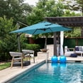thumbnail image 2 of PURPLE LEAF 8'x8' Offset Cantilever Umbrella with 360° Rotation 7' High Outdoor Patio Umbrella with Weighted Base for Poolside, Deck, Garden Turquoise Blue, 2 of 8