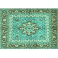 thumbnail image 1 of Ahgly Company Machine Washable Indoor Rectangle Persian Turquoise Blue Traditional Area Rugs, 6' x 9', 1 of 4