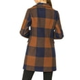 thumbnail image 3 of INSPIRE CHIC Women's Notched Lapel Long Sleeves Double Breasted Plaids Overcoat M Brown, 3 of 8