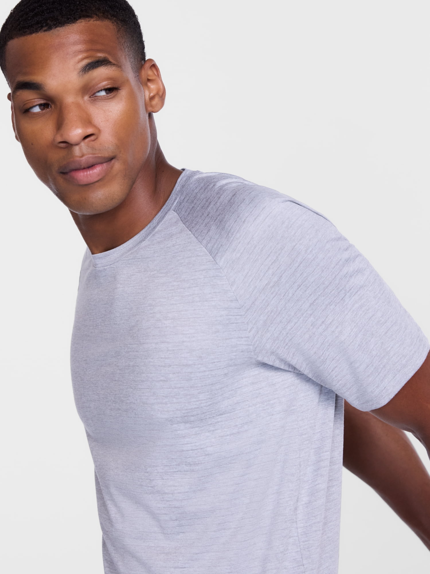 Athletic Works Men's Tonal Stripe Workout Shirt with Short Sleeves, Sizes XS-4XLT