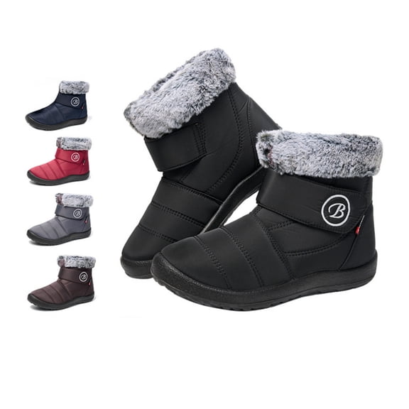 Women Winter Snow Boots: Fur Lined Warm Slip On Boots for Women Waterproof Non Slip Booties for Commute Outdoor Walking