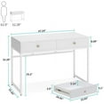 thumbnail image 4 of Tribesigns Modern Simple 47 inch Computer Desk with 2 Storage Drawers, Makeup Vanity Console Table, White, 4 of 10