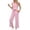 Pink, variant on Vivianyo HD Women's 2-Piece Casual Outfit, Sleeveless V-Neck Top and Cropped Wide Leg Pants Loungewear Set, Women's Black, Sizes S-2XL