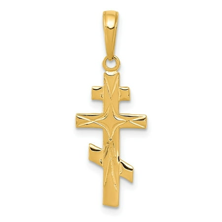 Gold Orthodox Cross - 14k Yellow Solid Gold Eastern Orthodox Cross Pendant for Necklace
