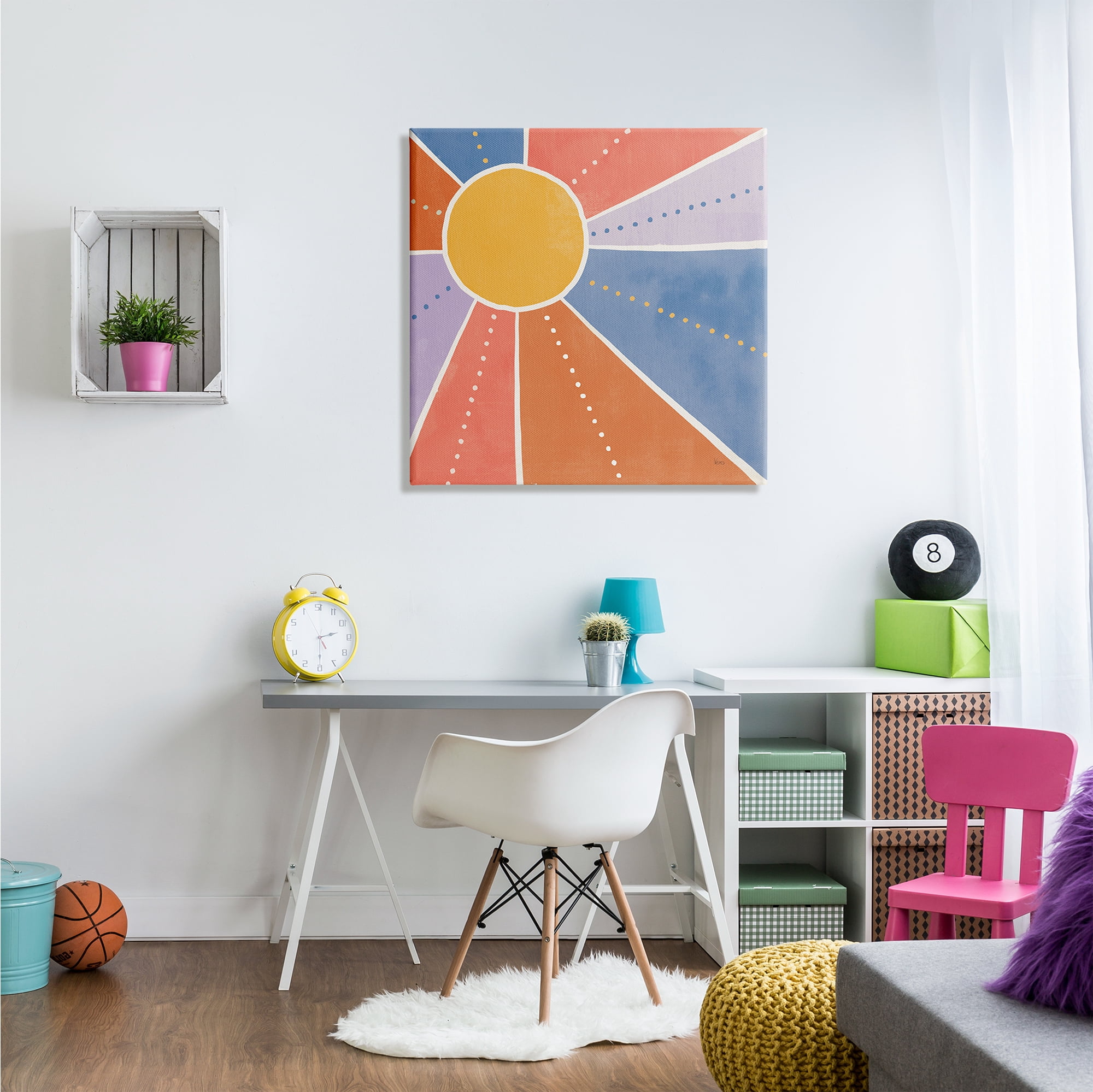 Stupell Indtries Playful Sun Rays Polka Dot Stripe Pattern,30 x 30,Design by Veronique Charron