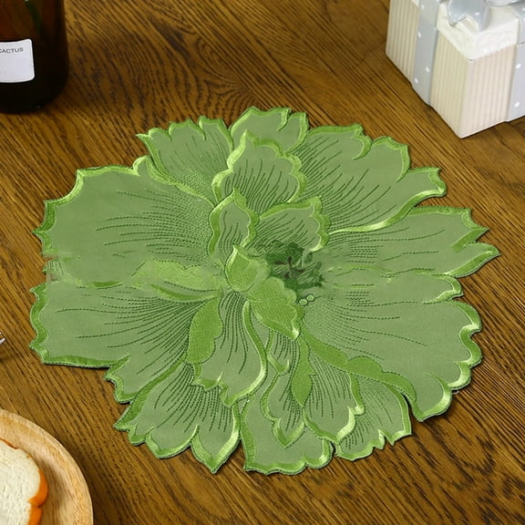 Blecry Flower-Shaped Placemats,Flower Shape Placemat Exquisite Texture Polyester Dinner Mat for Home