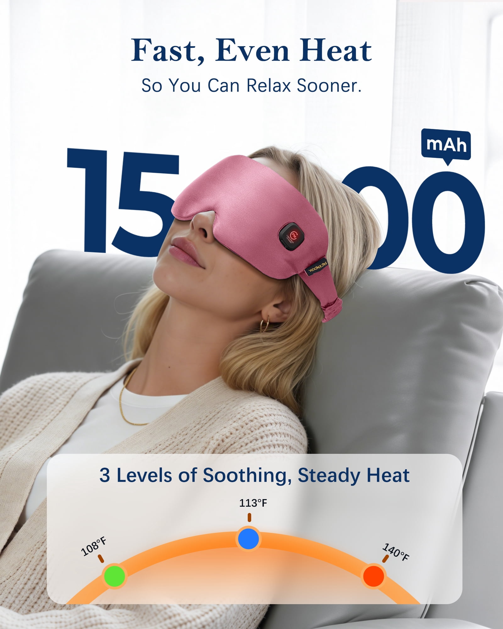 FACEMOON Silk Comfort Heated Eye Mask for Dry Eyes Warm Moist Heat Therapy Sleep Aid Blue