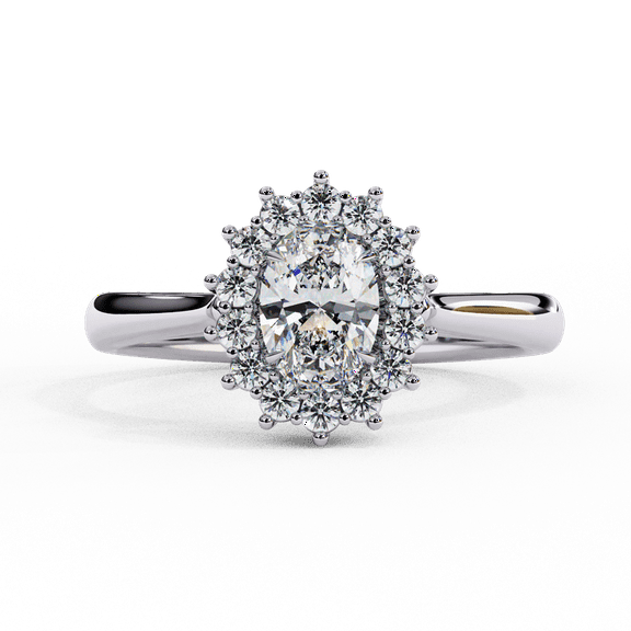 Oval Cut Lab Grown Diamond Halo Solitaire Engagement Ring, 0.45 CT Oval Diamond 14K Gold Wedding Anniversary Ring, Unique Ring For Women