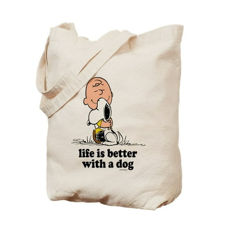 Charlie Brown: Life Is Better With A Dog - Natural Canvas Tote Bag, Cloth Shopping (Best Shopping Bags Uk)