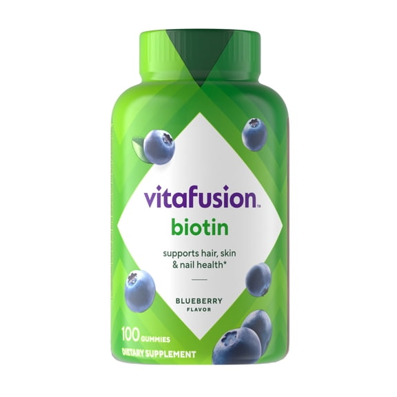 vitafusion Extra Strength Gummy Biotin Vitamins, Blueberry Flavored, 100 Count