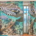 thumbnail image 2 of GZHJMY Ocean Coral Reef Turtle Sheer Window Curtain Panel Drape 55x78 Inch for Living Room Bedroom Kids Room 2 Piece Home Decor, 2 of 4