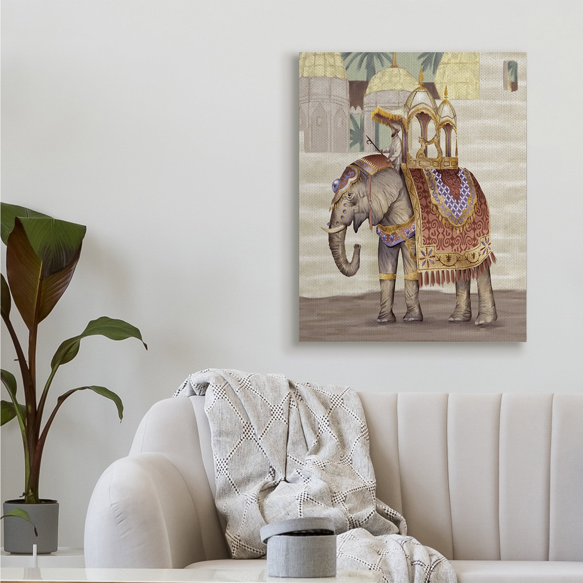 Stupell Industries Man Riding Elephant Islamic Inspired Architecture,30 x 40,Designed by Ziwei Li