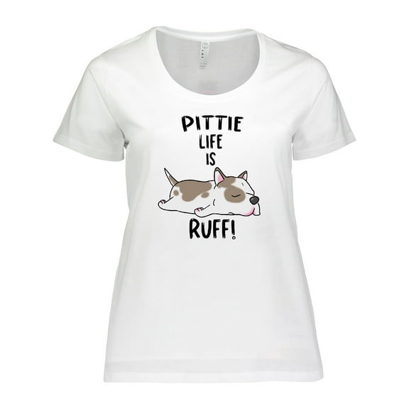 Inktastic Pittie Life is Ruff Spotted Pit Bull Women's Plus Size T-Shirt