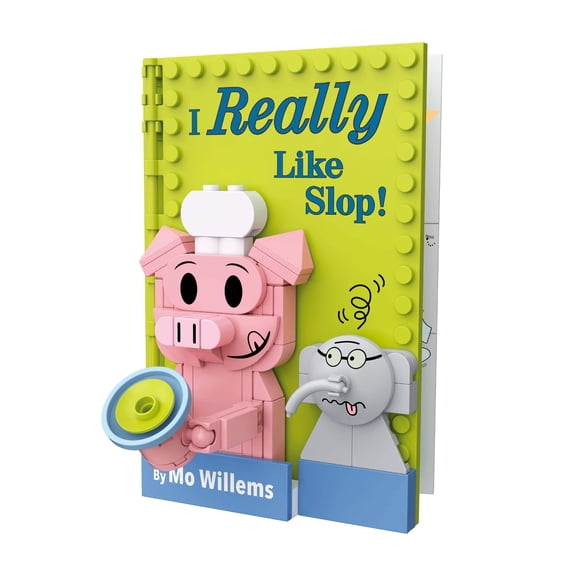 Brickcraft Mo Willems Build A Book I Really Like Slop Building Kit (115-Piece Set), Gerald and Piggie with Reusable Stickers, Gift for Young Readers, Ages 8 - 72803