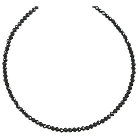 14k Gold Filled Black Spinel Necklace Faceted Solid Strand Chain Bead, 18"