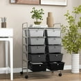 thumbnail image 5 of Gymax 10-Drawer Rolling Storage Cart Tools Scrapbook Paper Organizer on Wheels Black Gradient, 5 of 10