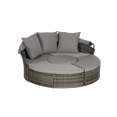 thumbnail image 5 of 4 Pieces Patio Furniture Round Outdoor Daybed,Wicker Rattan Sectional Sofa with Retractable Canopy,Wicker Conversation Set with Washable Cushions,Storable Table in Porch Backyard,Dark Gray, 5 of 7