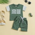 thumbnail image 2 of Durtebeua Boys Summer Outfits for Kids Summer Round Neck Solid Color Short Sleeve Two Piece Children's Outfits,6-12 Months, 2 of 7
