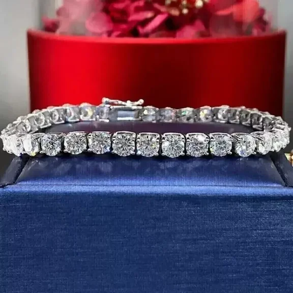 12Ct Round Cut Lab-Created Diamond Women Engagement Tennis Bracelet 14k White Gold Plated 7.5"
