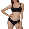 thumbnail image 2 of Conjunto de lencería sin costuras de 2 piezas con cuello en U para mujer: sujetador halter de cintura alta y braguitas, nailon/spandex, ropa de dormir/noche sexy, 2 of 8