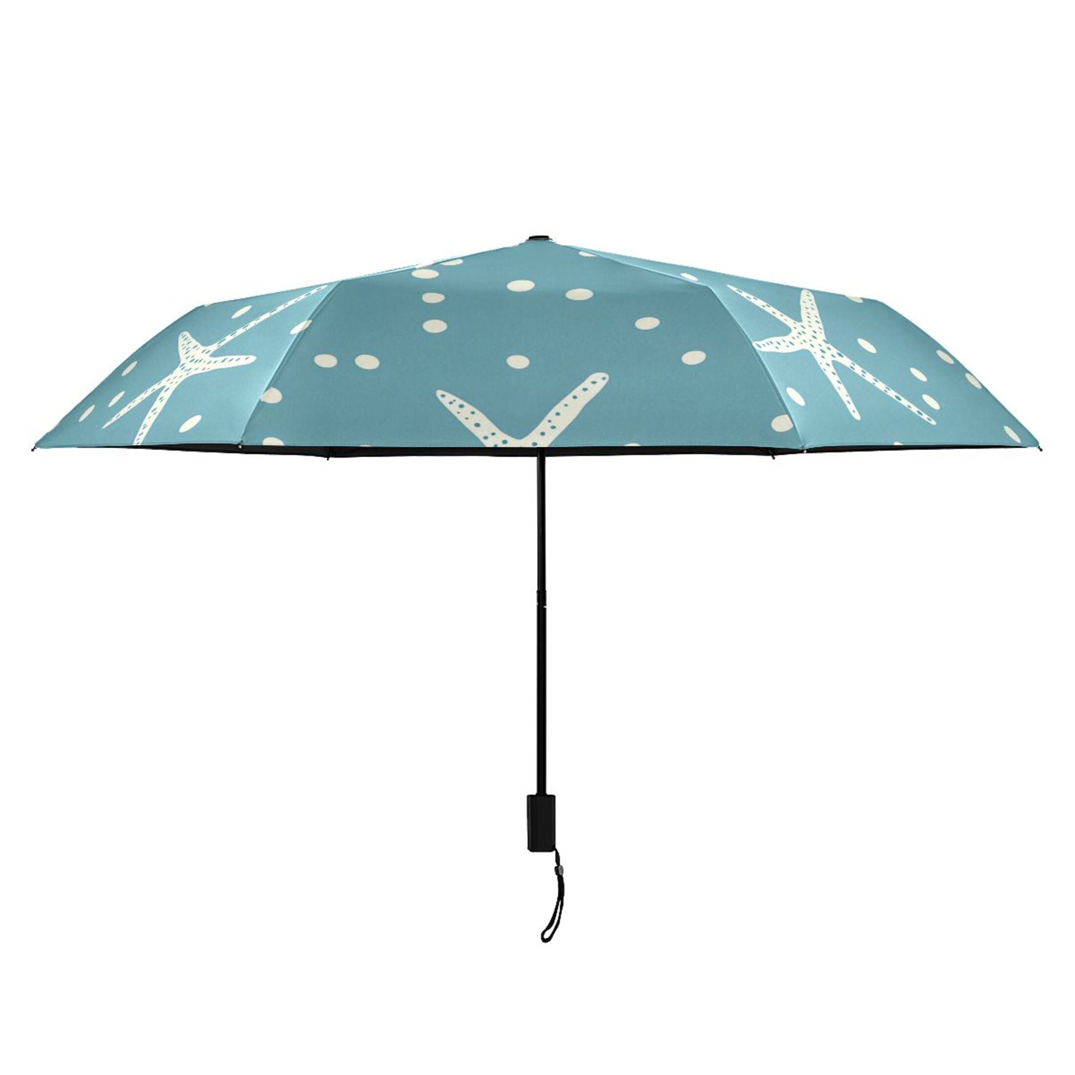 ALAZA Starfish Polka Dot UPF 50+ Compact Folding Umbrella for Rain Travel Umbrella Packable