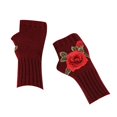 thumbnail image 4 of Prolriy Fingerless Gloves for Women Ladies Warm Knit Fingerless Gloves Convertible Mittens Fashion Flowers Gloves for Cold Weather Red One Size, 4 of 4