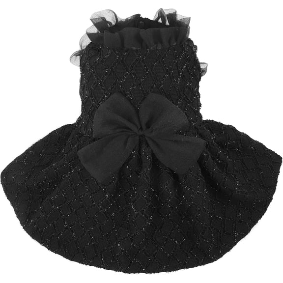 NCY Dog Dress, Cute Dog Dresses for Small Dogs Girl Elegant Puppy Tutu with Bow-Knot, Doggie Princess Costume Pet Outfit for Birthday Party Christmas Halloween Wedding, Black S