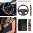 thumbnail image 3 of Yuyamidu Hummingbird Car Seat Covers Full Set of 12 Dahlia Steering Wheel Cover Boho Seatbelt Pad Armrest Pad Coasters Garbage Bag Rear View Mirror Cover Keychain Air Vent Storage Pouch, 3 of 6