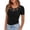 #115-Black, variant on Slim Fit Short Sleeve Tops for Women Crew Neck Lace Rhinestone Embellished Casual Ribbed Knit T-Shirts for Summer Daily Wear